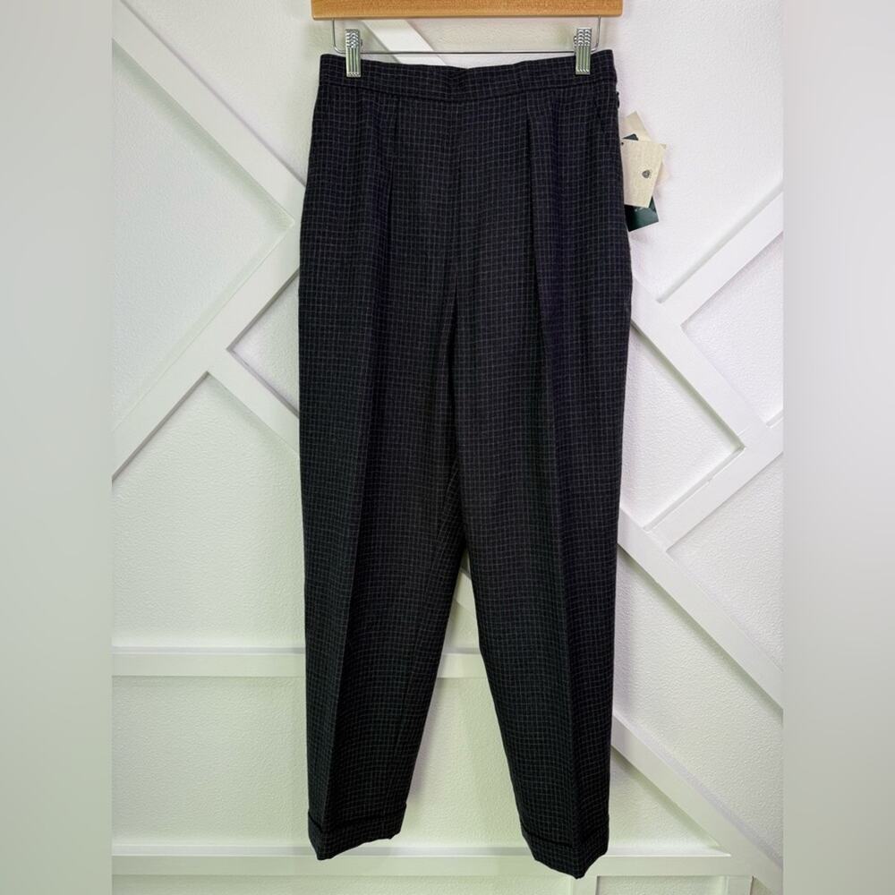 NWT Vintage Lauren Ralph Lauren Wool Plaid Trousers Charcoal Gray Sz 10 Petite
